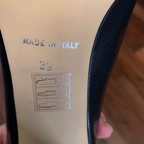 Shiny Italian real leather shoes dark blue mid high block heels Eur 39 US 9 - Picture 7 of 7